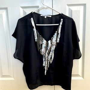 Collective Concepts Size Small Black Sequined Blouse